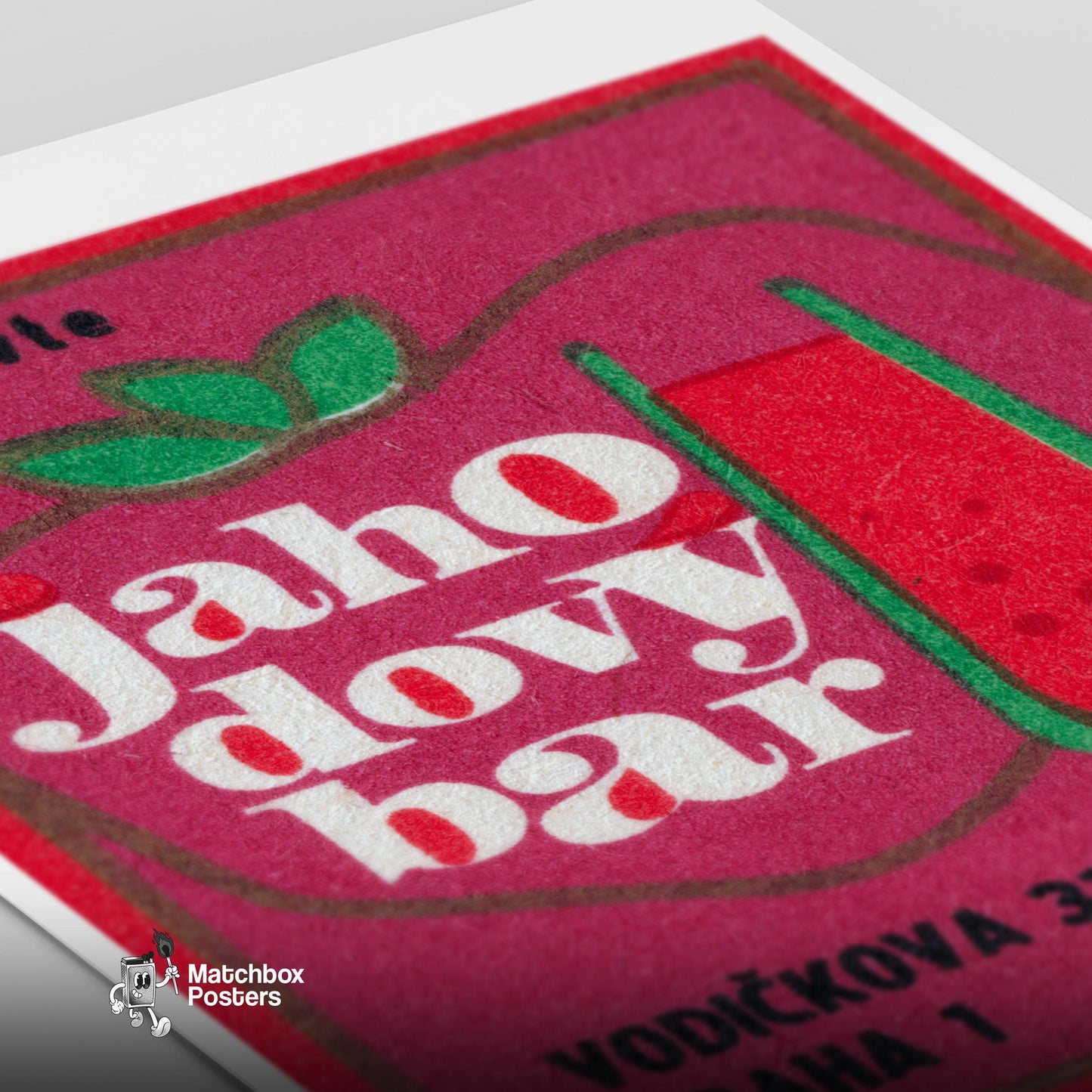 Strawberry Drink - vintage matchbox label print - close-up detail