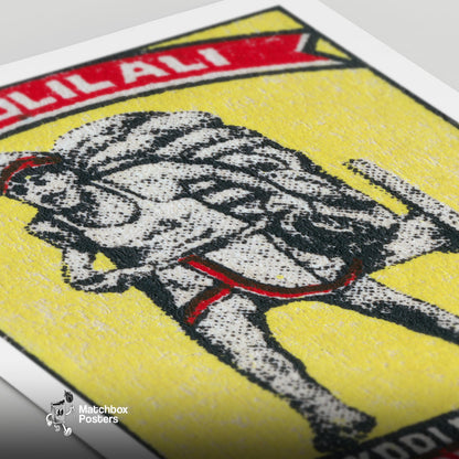 Worker with Wheelbarrow - vintage matchbox label print - close-up detail