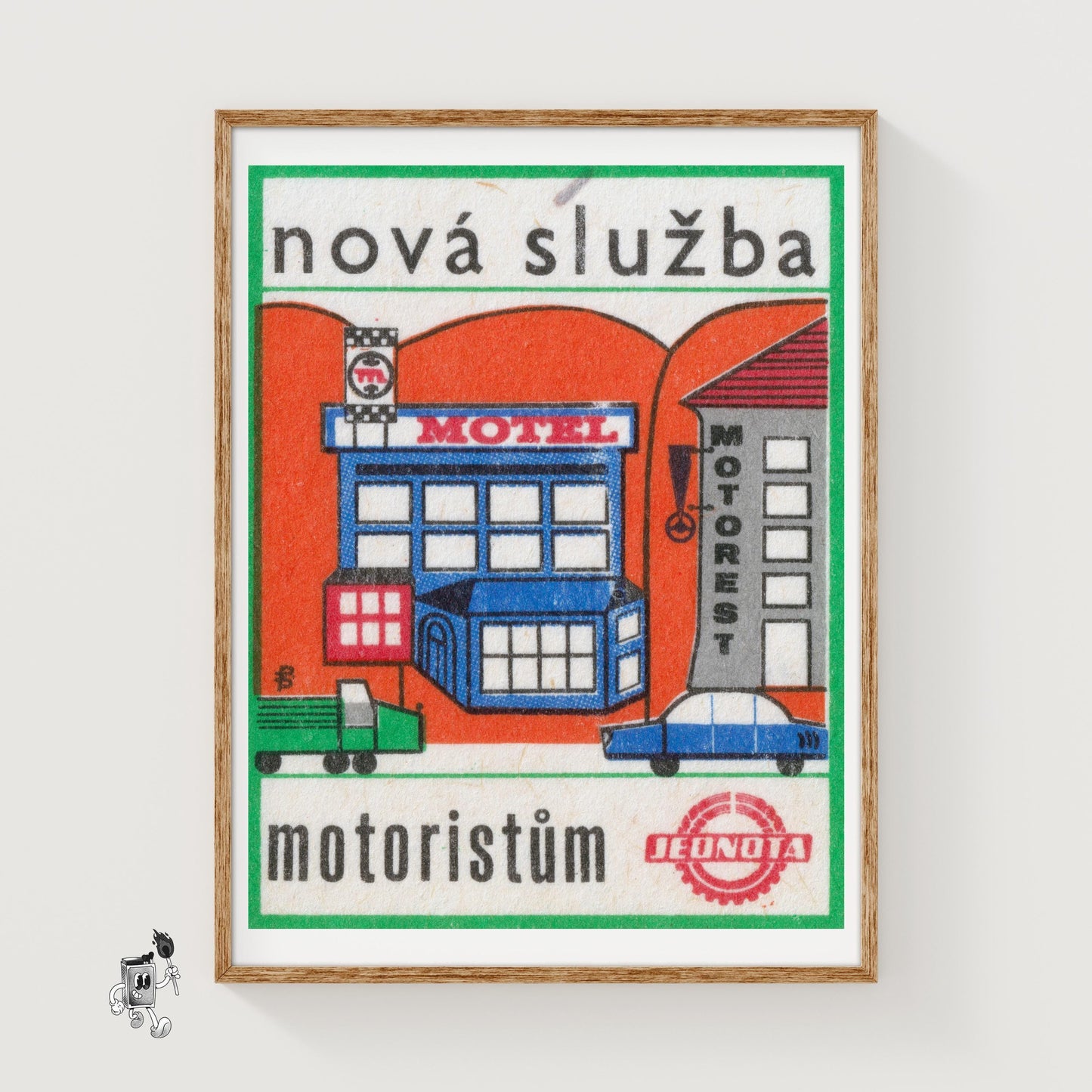 Motorist Service - vintage matchbox label print
