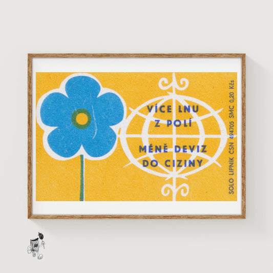 Blue Flower - vintage matchbox label print