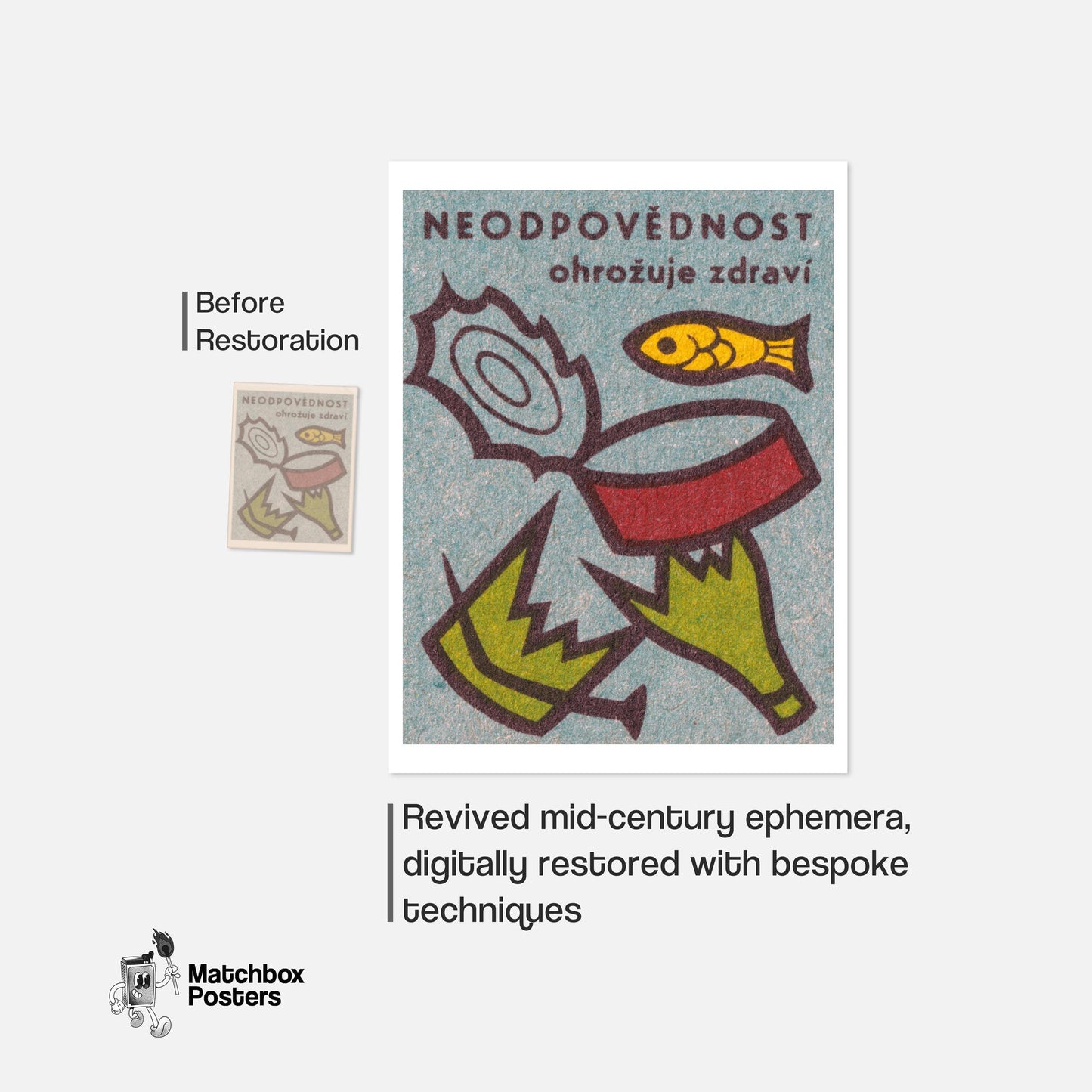 Irresponsibility Endangers Health - vintage matchbox label print - framed wall art preview