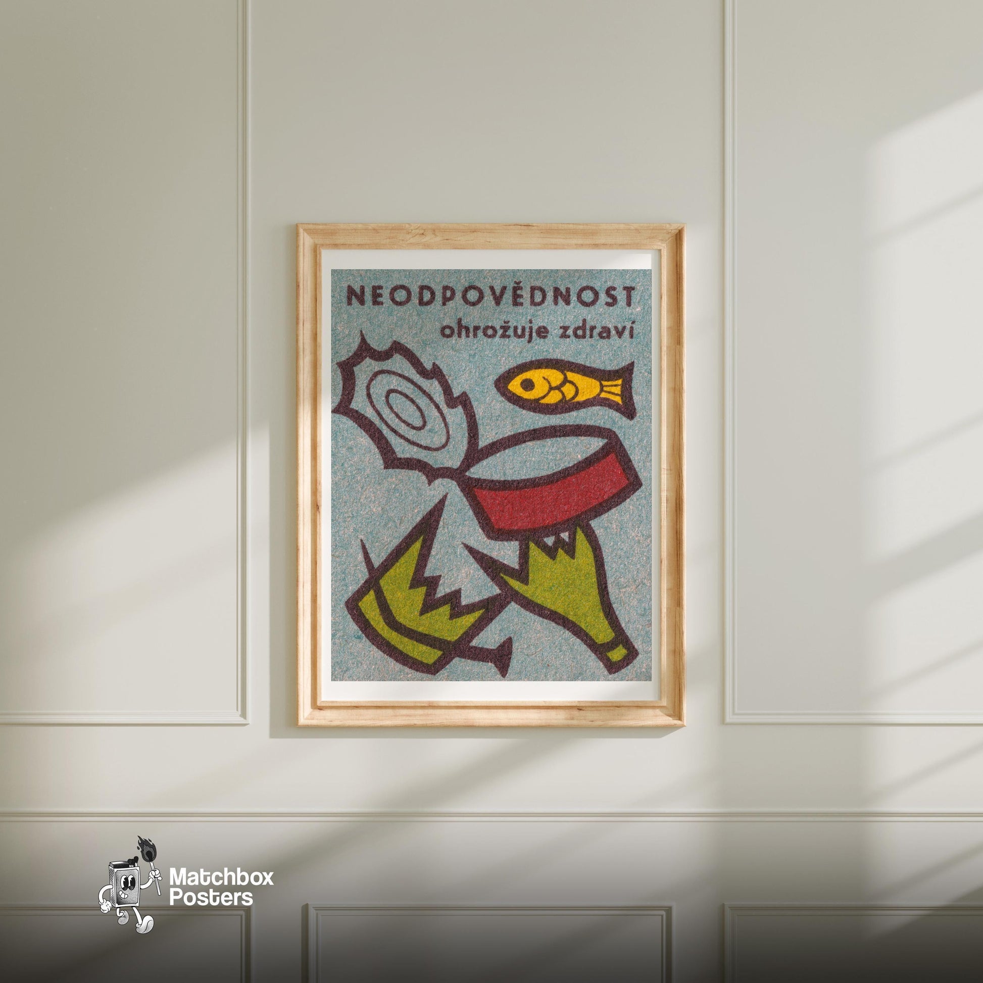 Irresponsibility Endangers Health - vintage matchbox label print - bedroom mockup