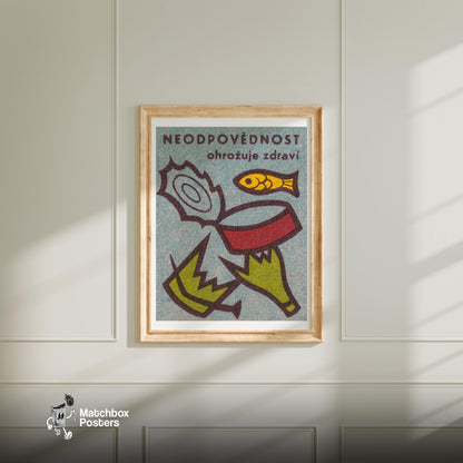 Irresponsibility Endangers Health - vintage matchbox label print - bedroom mockup