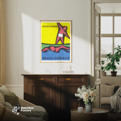 Exercise - vintage matchbox label print - living room mockup