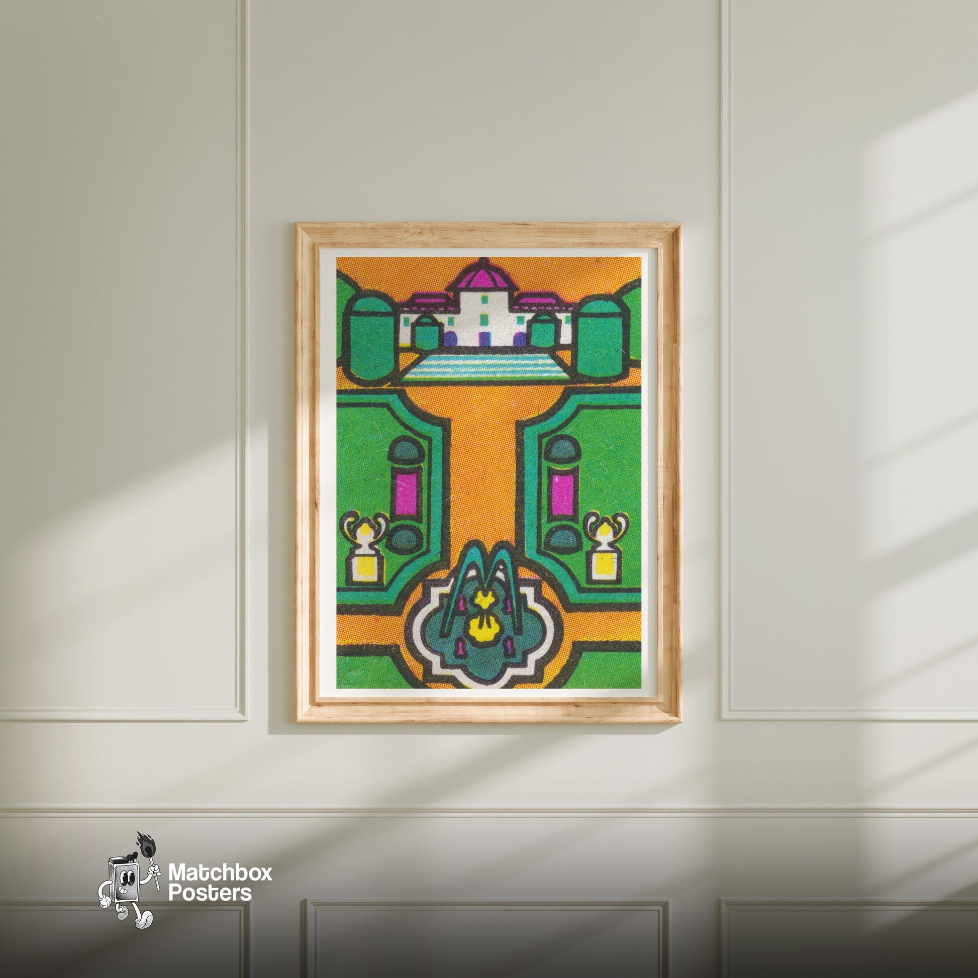 Purple Palace - vintage matchbox label print - bedroom mockup