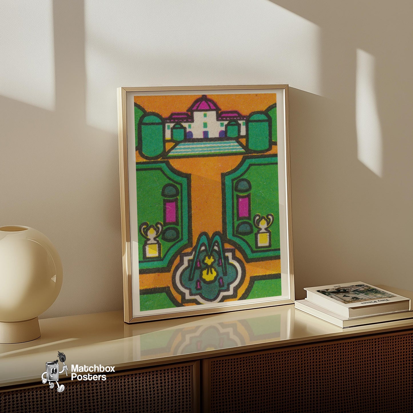 Purple Palace - vintage matchbox label print - size comparison