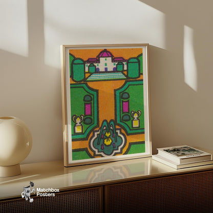 Purple Palace - vintage matchbox label print - size comparison