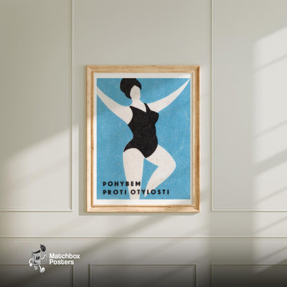 Woman in Swimsuit - vintage matchbox label print - bedroom mockup