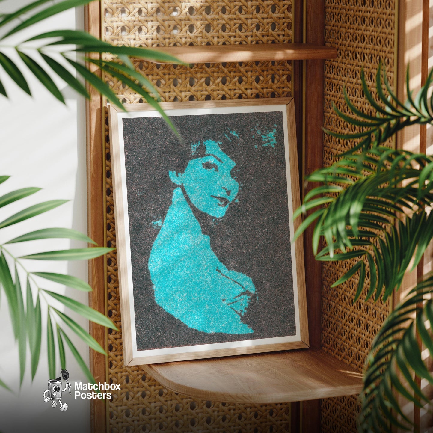 Portrait of Woman - vintage matchbox label print - office wall