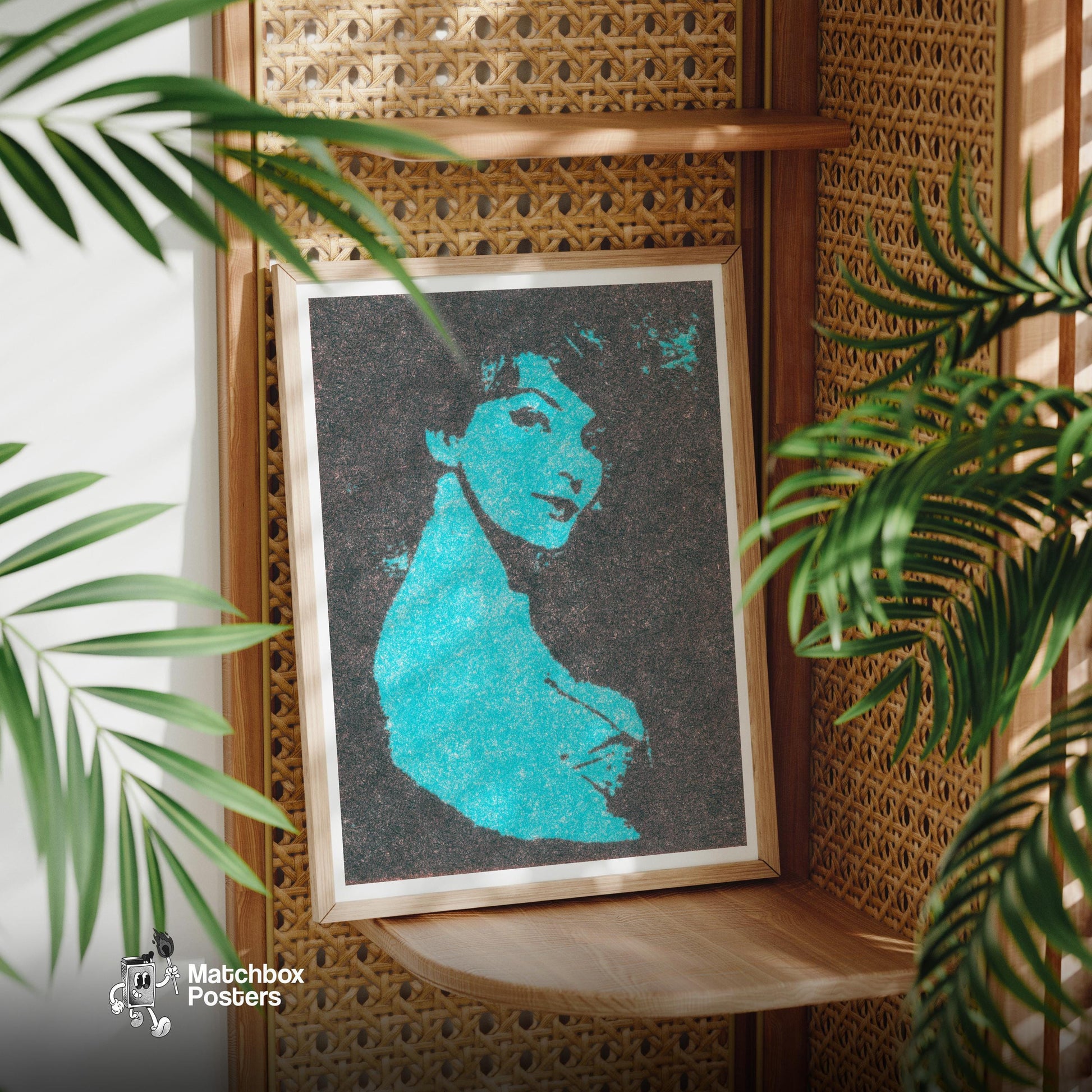 Portrait of Woman - vintage matchbox label print - office wall