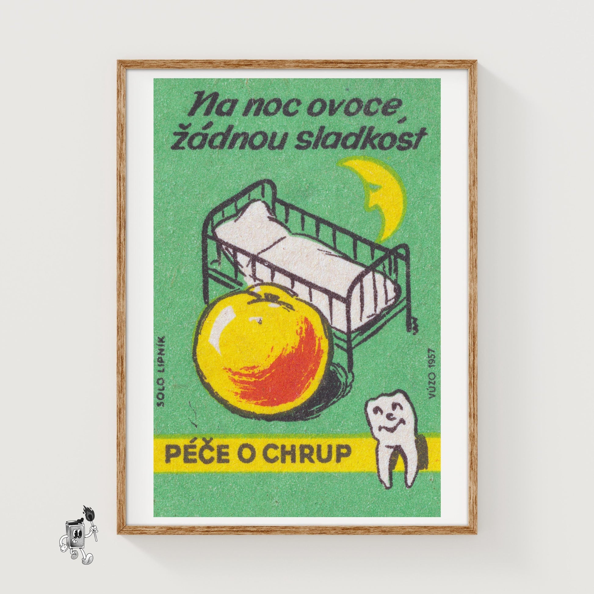 Fruit at Night, No Sweets - vintage matchbox label print