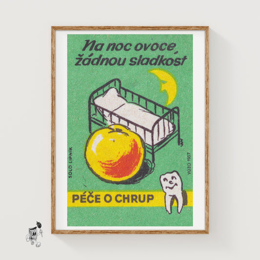 Fruit at Night, No Sweets - vintage matchbox label print