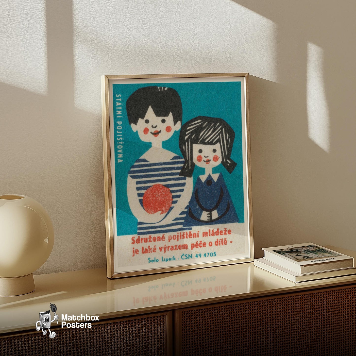 Happy Children - vintage matchbox label print - size comparison