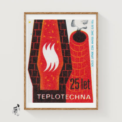Brick Smoke Stacks - vintage matchbox label print