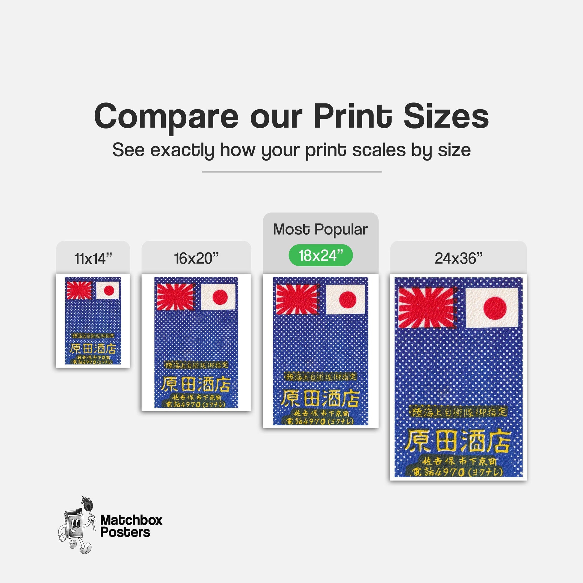Japanese Flags - vintage matchbox label print - gallery wall preview