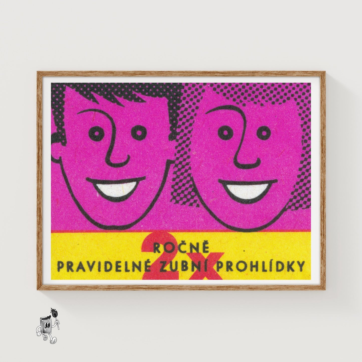 Smiling Faces - vintage matchbox label print