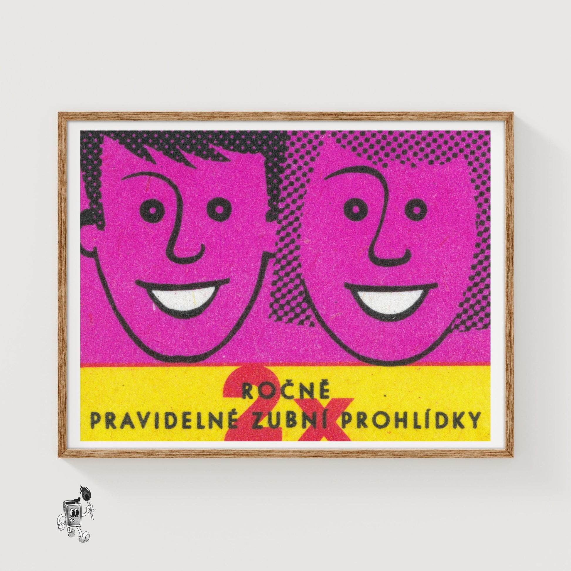 Smiling Faces - vintage matchbox label print