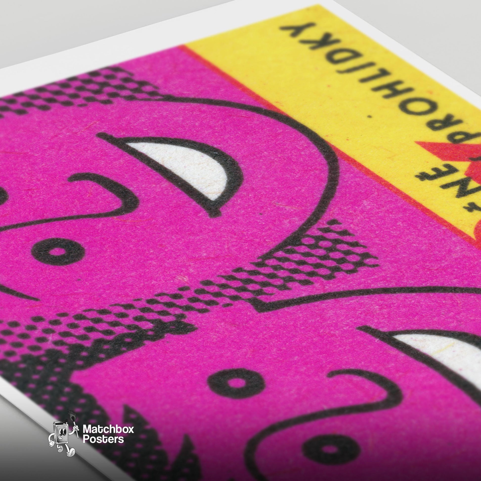Smiling Faces - vintage matchbox label print - close-up detail