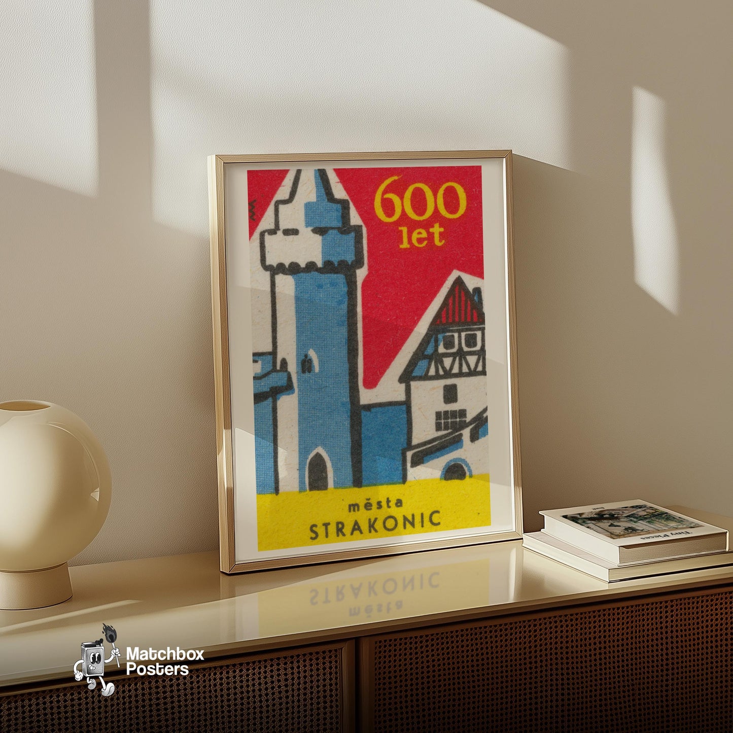 600 Year Old Castle - vintage matchbox label print - size comparison