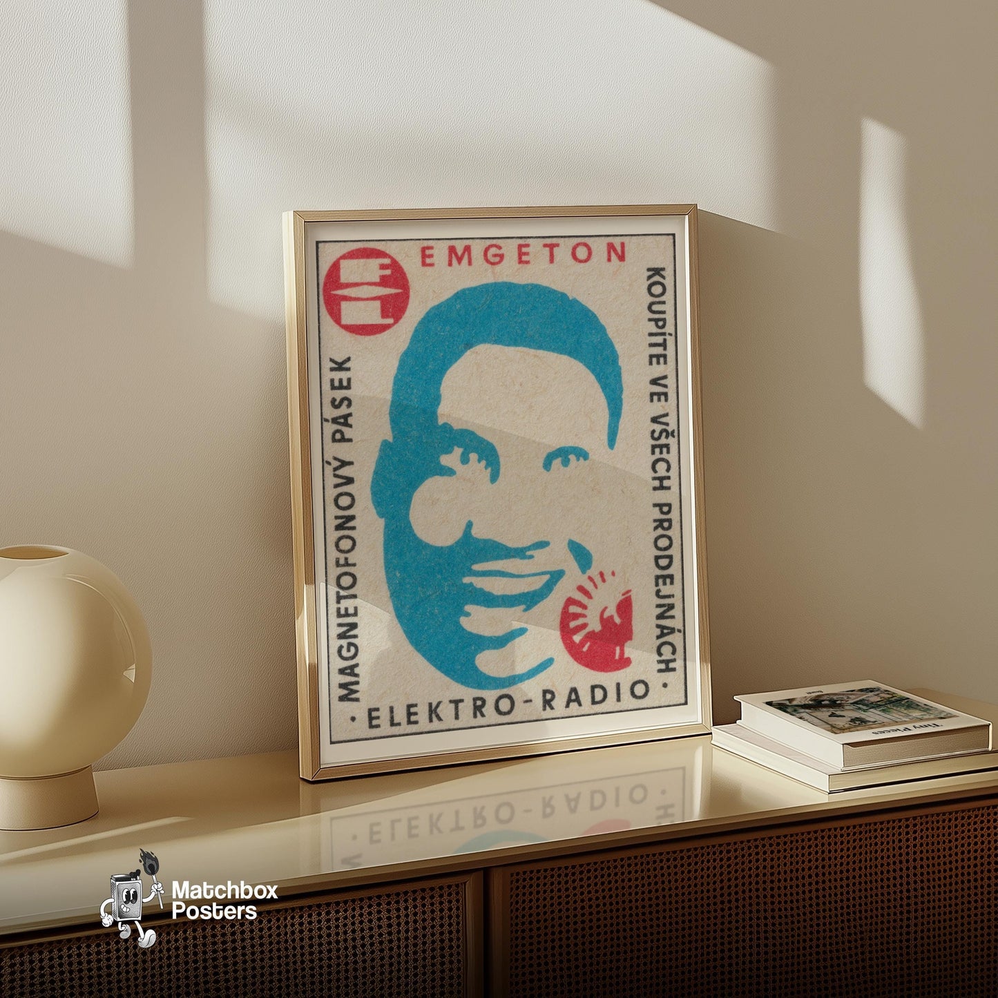 Electric Radio Presenter - vintage matchbox label print - size comparison