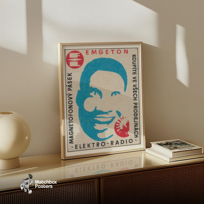 Electric Radio Presenter - vintage matchbox label print - size comparison