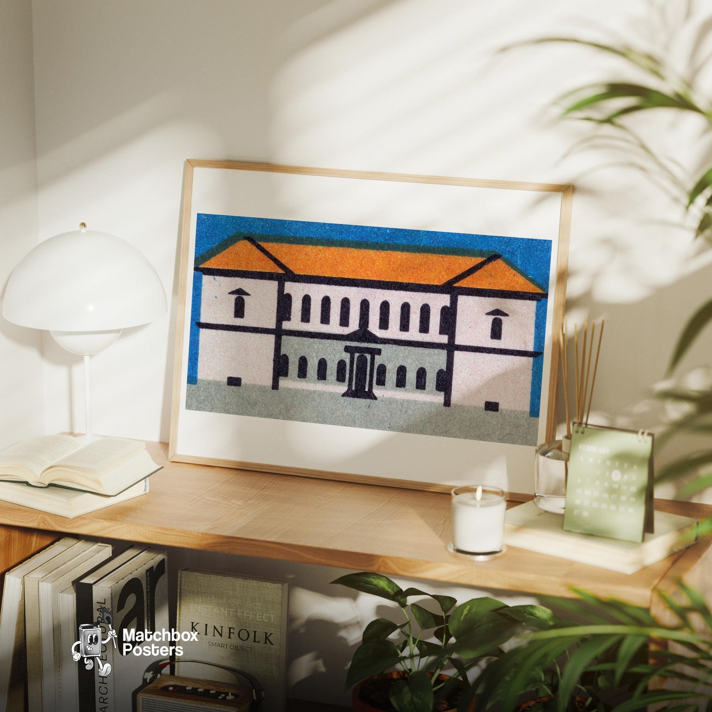 Orange Roof Mansion - vintage matchbox label print - office wall