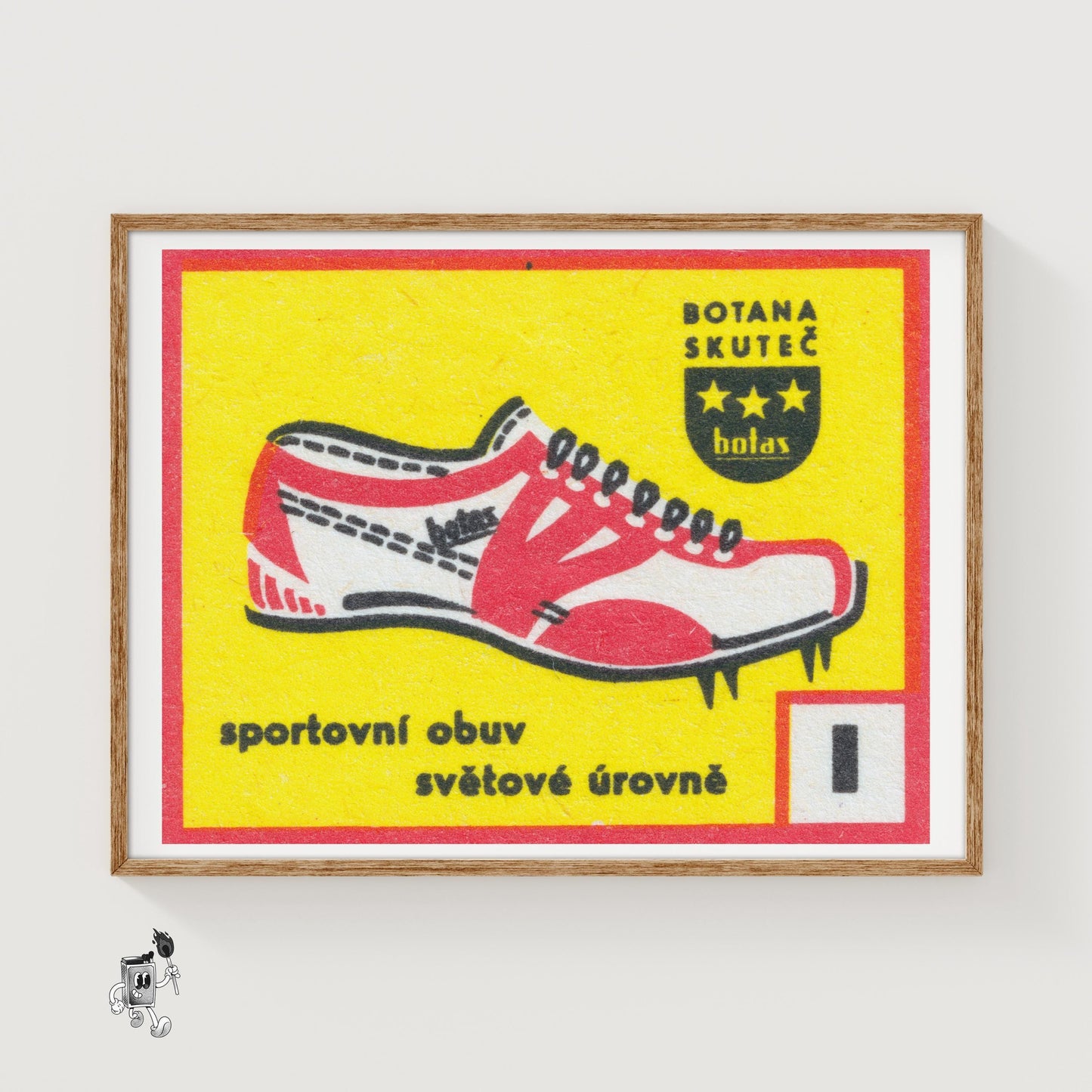 Red SPort Shoe - vintage matchbox label print