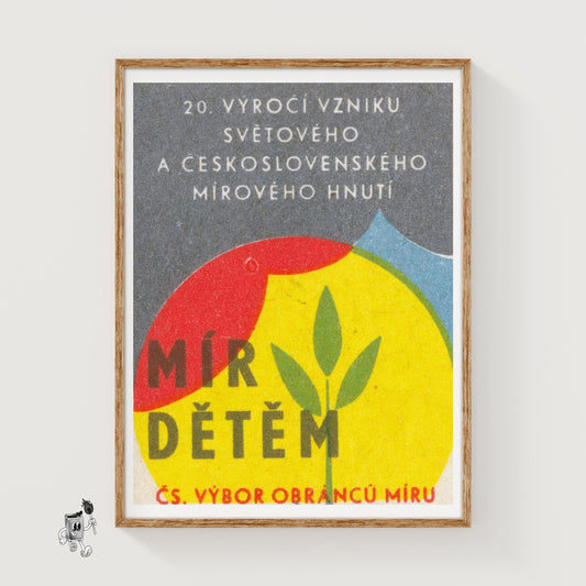 Anniversary of Czech Peace Movement - vintage matchbox label print