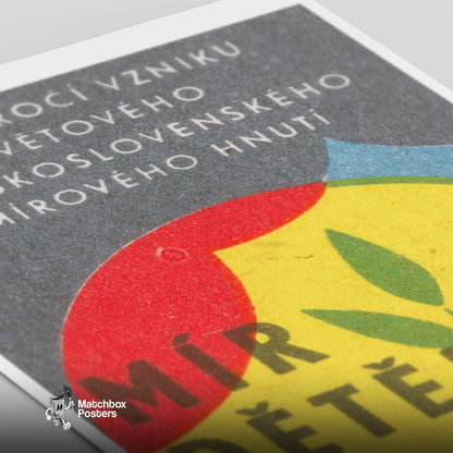 Anniversary of Czech Peace Movement - vintage matchbox label print - close-up detail