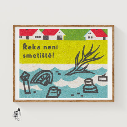 The River is Not a Dump - vintage matchbox label print