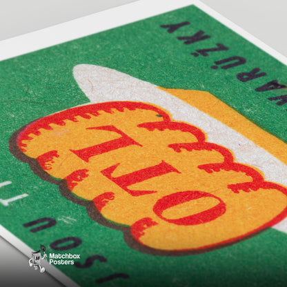 Cheese Czechoslovakia Mid-Century Matchbox Label - vintage matchbox label print - close-up detail