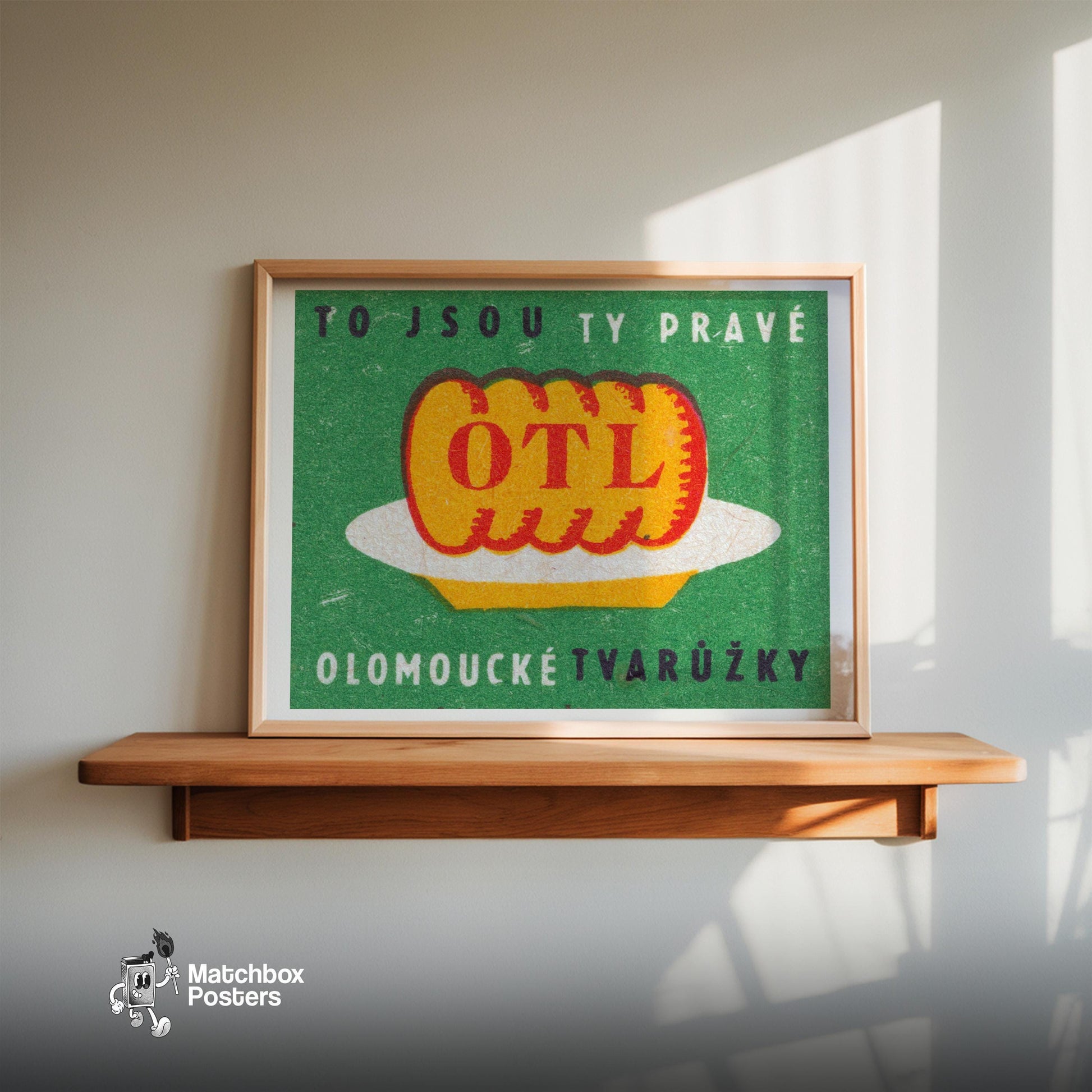 Cheese Czechoslovakia Mid-Century Matchbox Label - vintage matchbox label print - size comparison