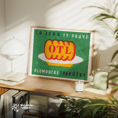 Cheese Czechoslovakia Mid-Century Matchbox Label - vintage matchbox label print - office wall