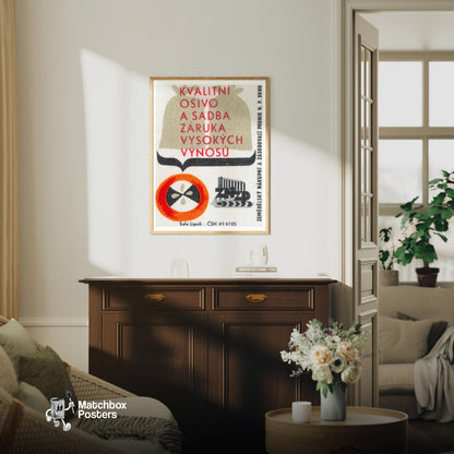 High Quality Seeds for Agriculture - vintage matchbox label print - living room mockup