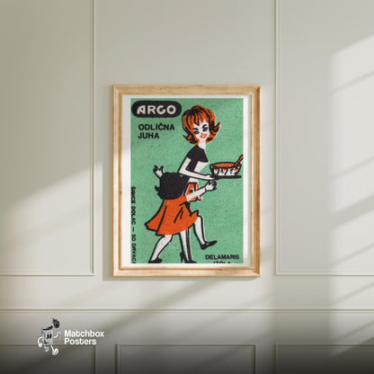 Woman and Child - vintage matchbox label print - bedroom mockup