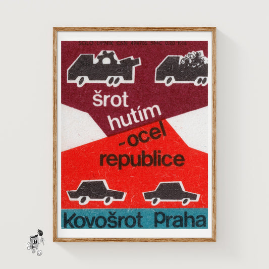 Scrap to Cars - vintage matchbox label print