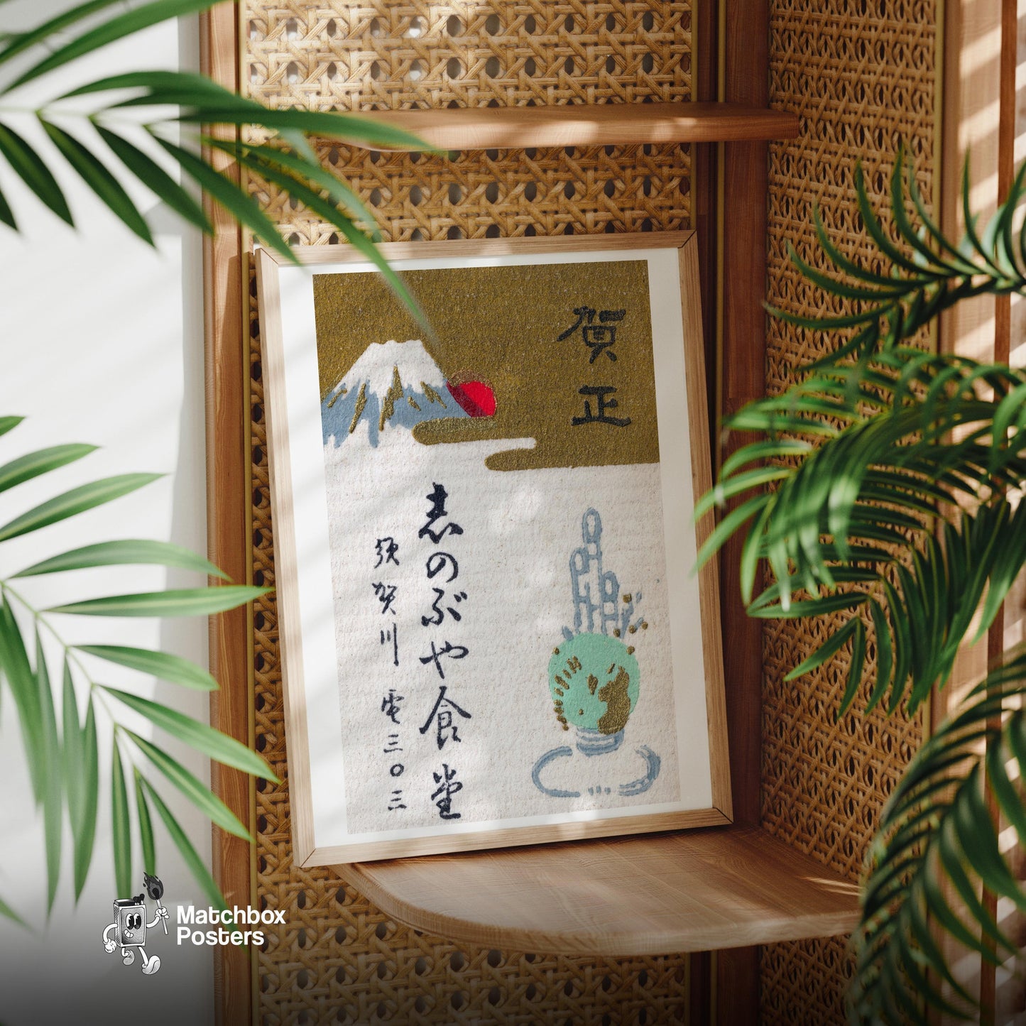 Mount Fuji - vintage matchbox label print - office wall