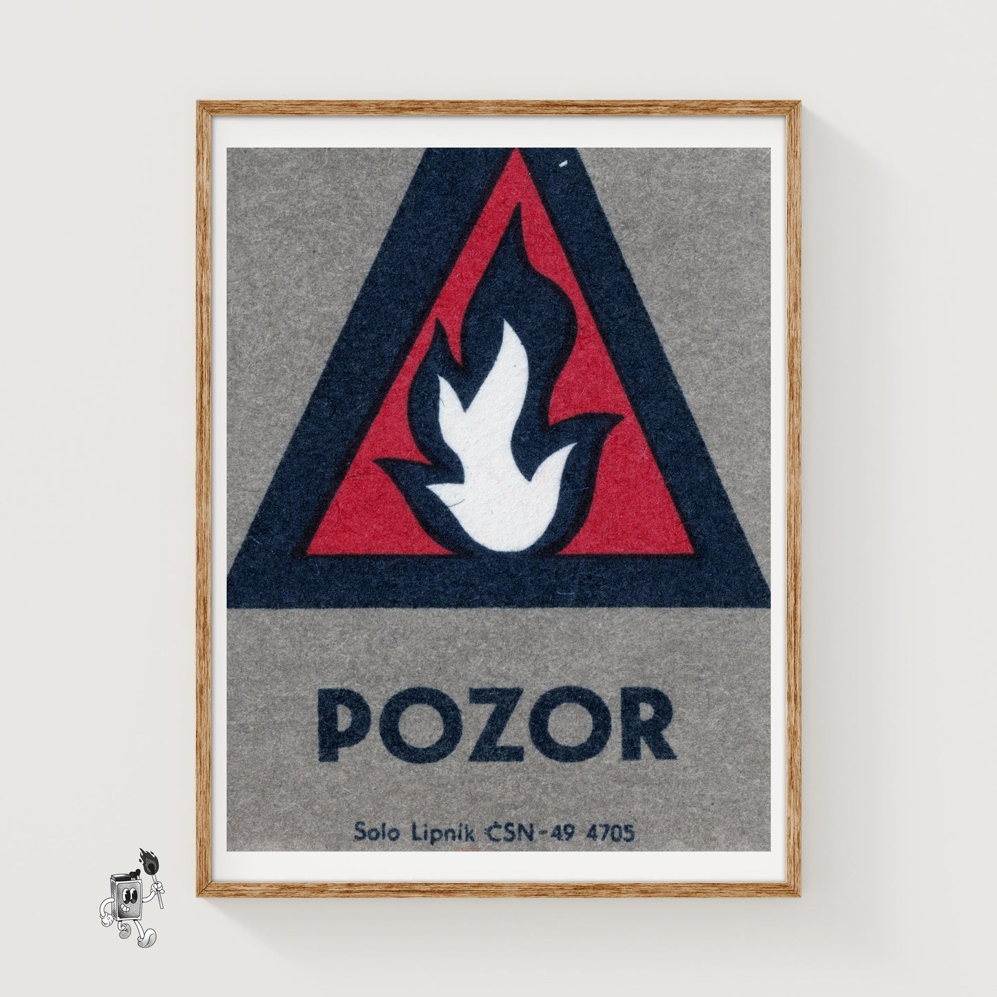 Warning Symbol - vintage matchbox label print