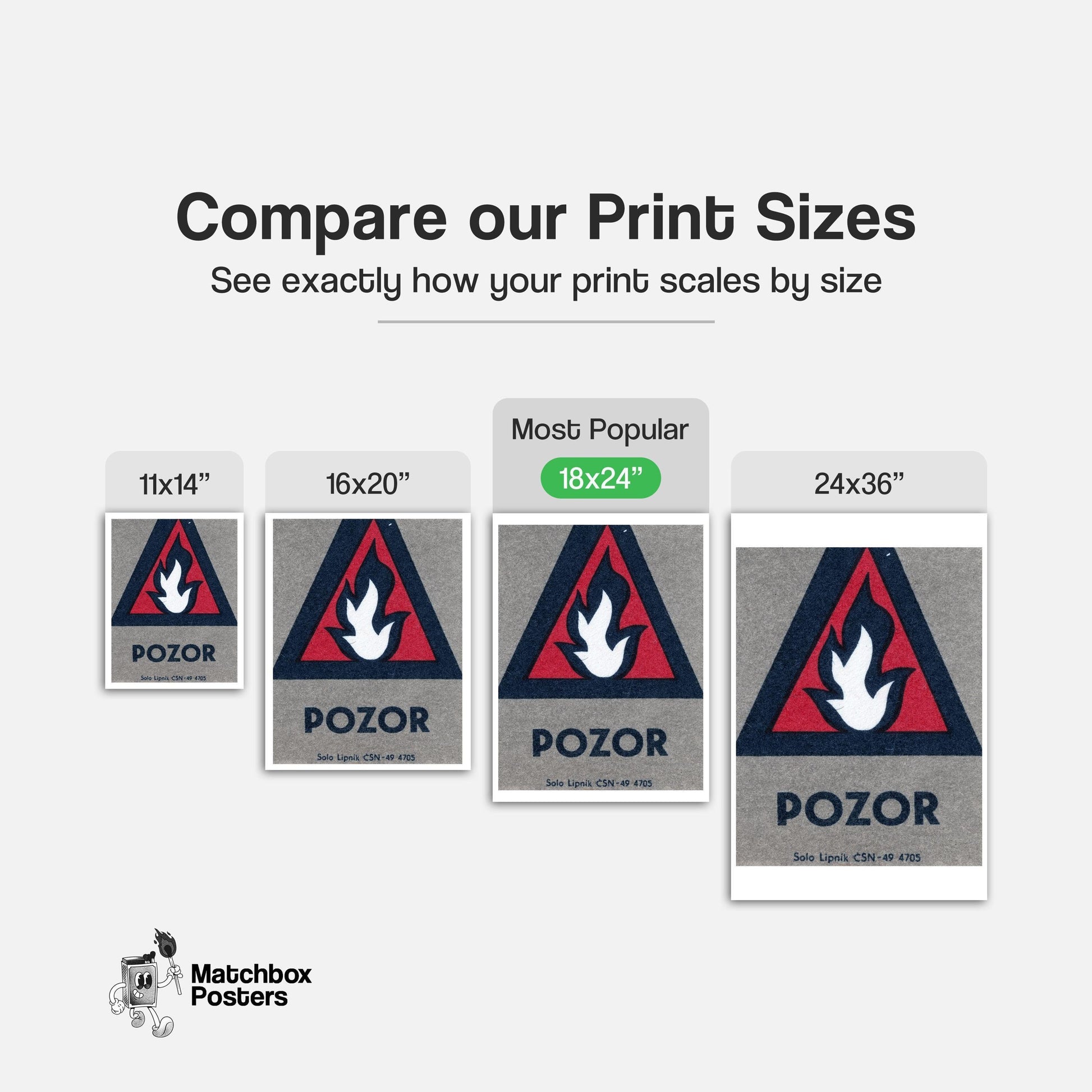 Warning Symbol - vintage matchbox label print - gallery wall preview