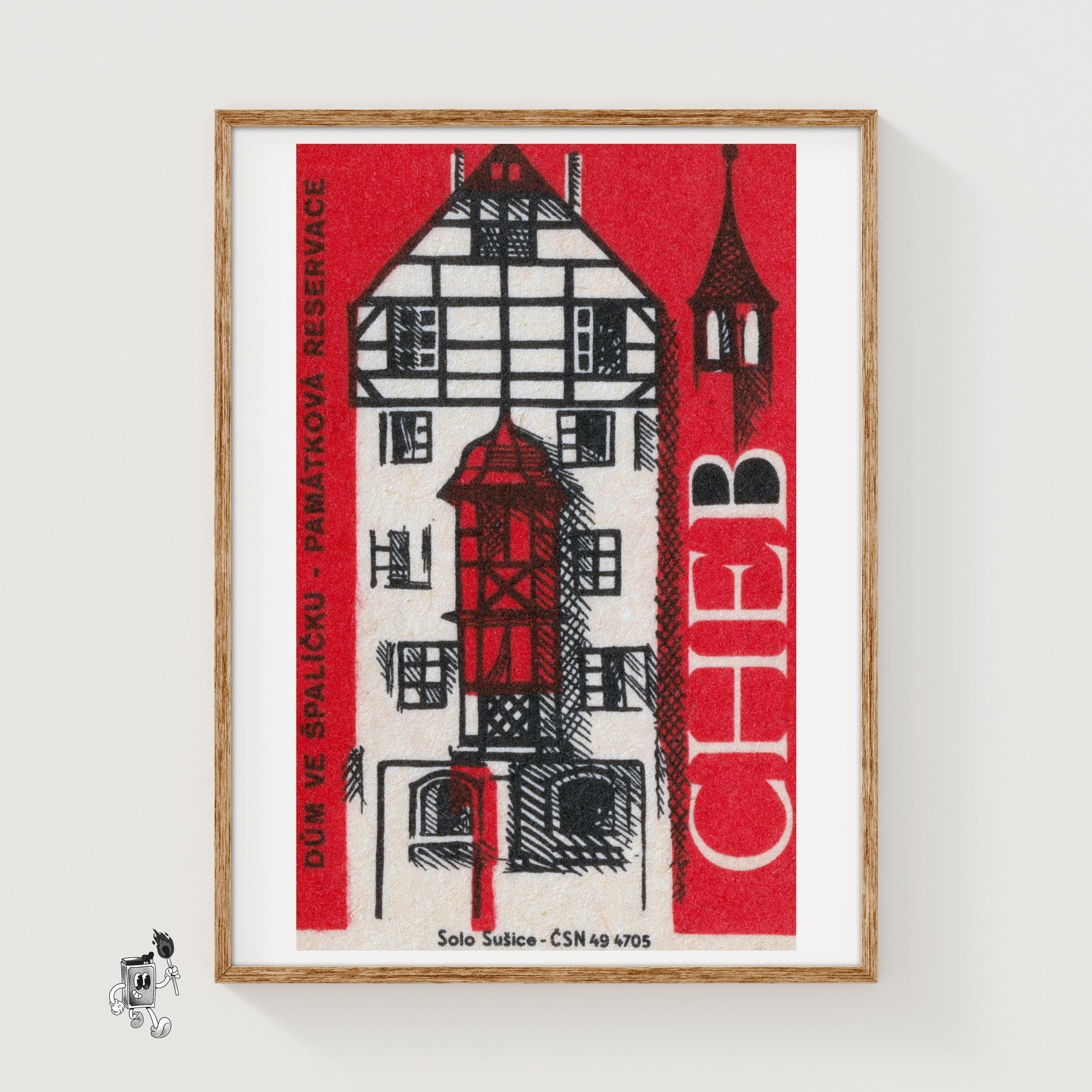 Traditional Romanian House - vintage matchbox label print