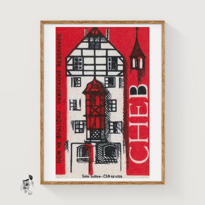Traditional Romanian House - vintage matchbox label print