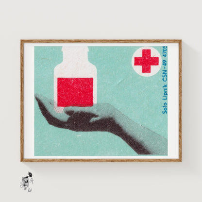 Vial of Blood - vintage matchbox label print