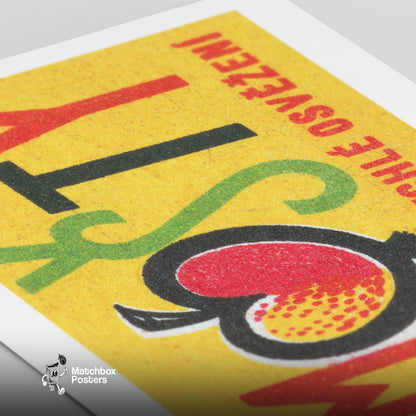 Apple - vintage matchbox label print - close-up detail