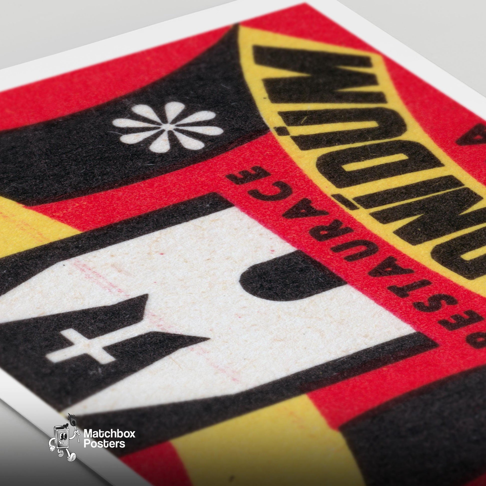 White Church Restaurant Prague - vintage matchbox label print - close-up detail