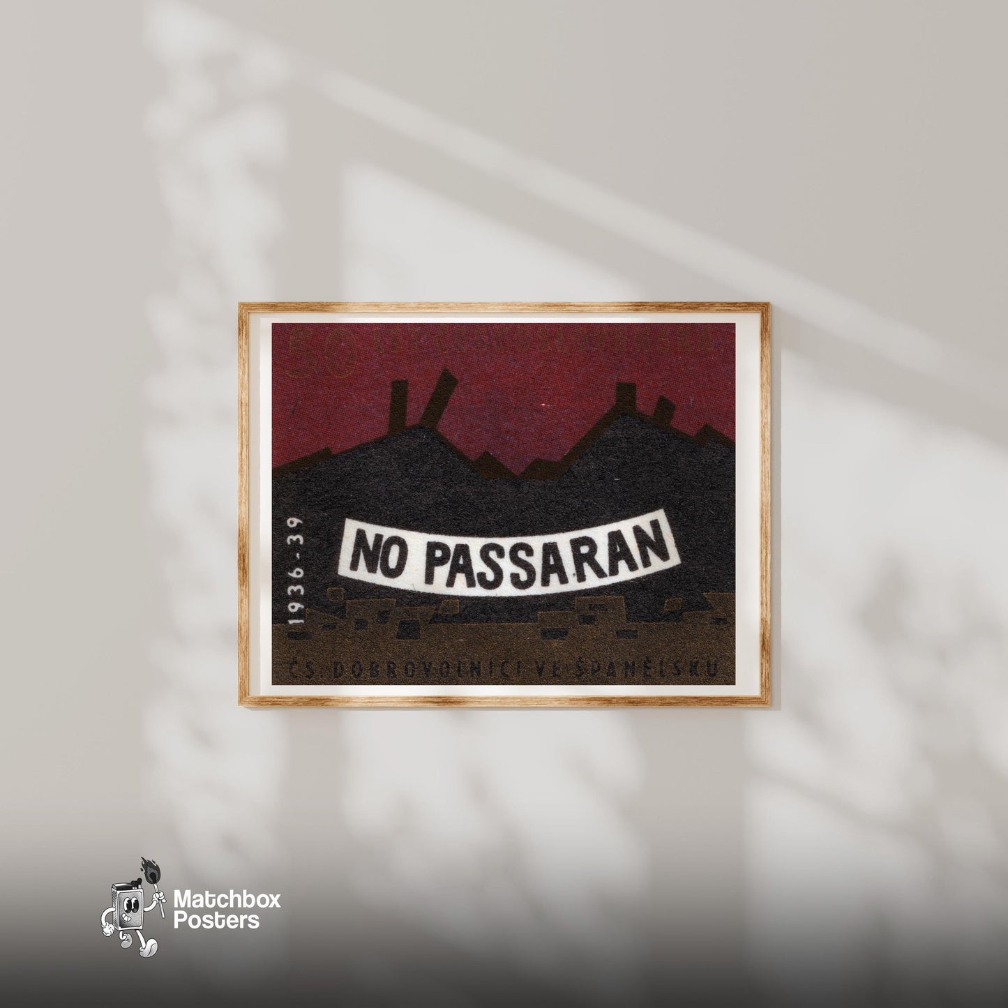 They Will Not Pass - vintage matchbox label print - bedroom mockup