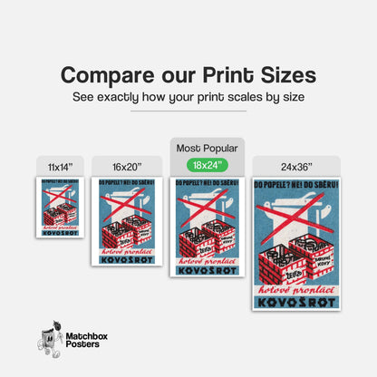 No Metal in Trash - vintage matchbox label print - gallery wall preview