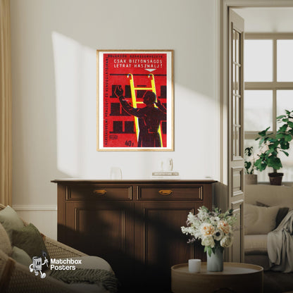 Only Use A Safe Lader - vintage matchbox label print - living room mockup