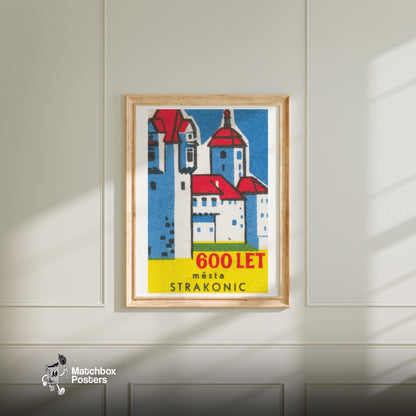 Red Roof Castle - vintage matchbox label print - bedroom mockup