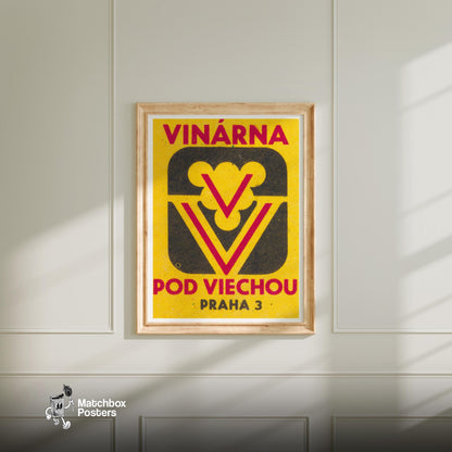Wine Cellar - vintage matchbox label print - bedroom mockup