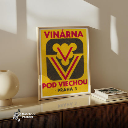 Wine Cellar - vintage matchbox label print - size comparison